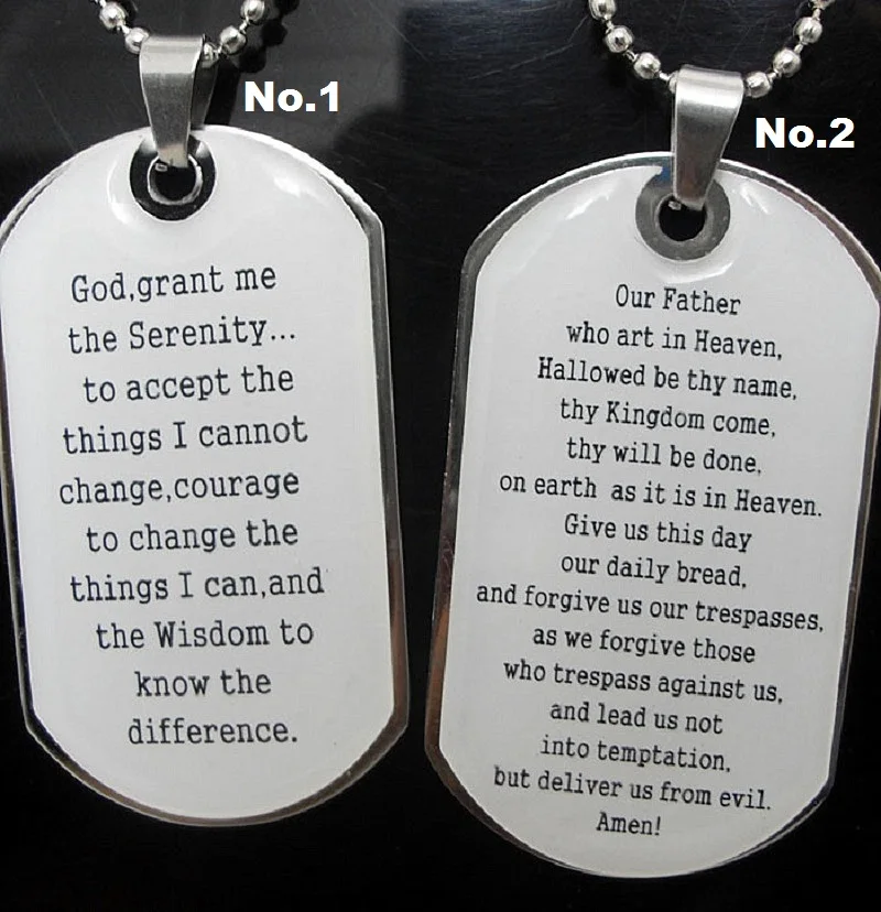 

wholesale stainless steel English words the serenity and Lord's prayer pendant necklaces with chains brand new