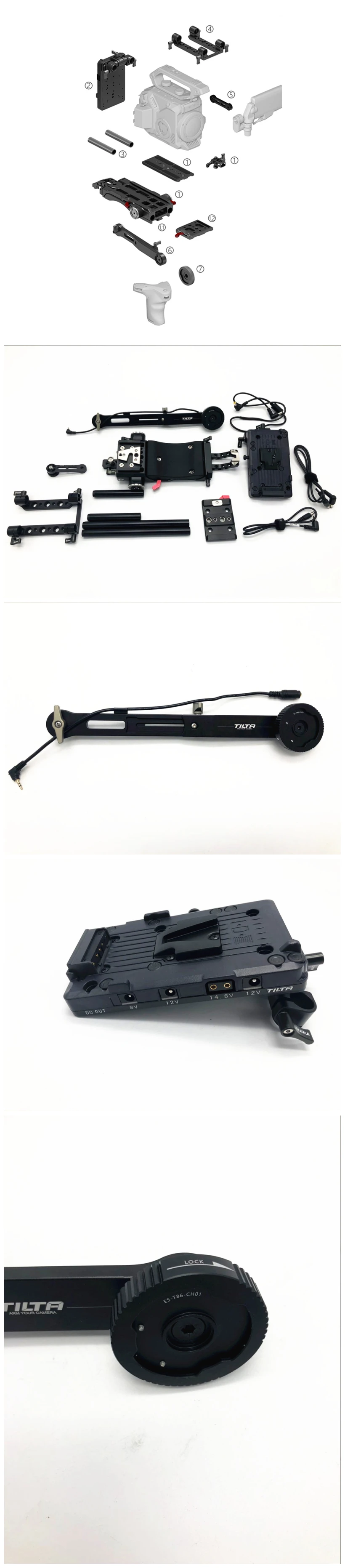 Tilta ES-T86 Rig Комплект для Panasonic EVA1 клетка FF-T03 фоллоу-фокус MB-T05 Матовая коробка опорная пластина V-lock/Anton крепление удлинитель