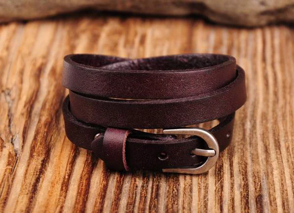 Классический винтажный кожаный Браслет манжета G422 темно коричневый|bracelet
