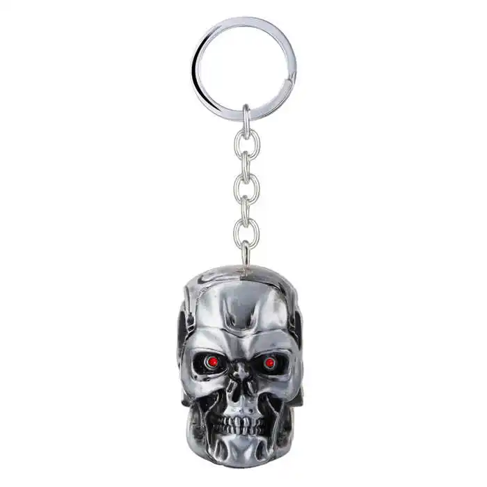 Grey Терминатор цепочка для ключей 3D T-1000 череп брелоки для подарка брелок для ключей от автомобиля chaveiro ювелирные изделия фильм, держатель для ключей сувенир YS11520 - Цвет: Grey