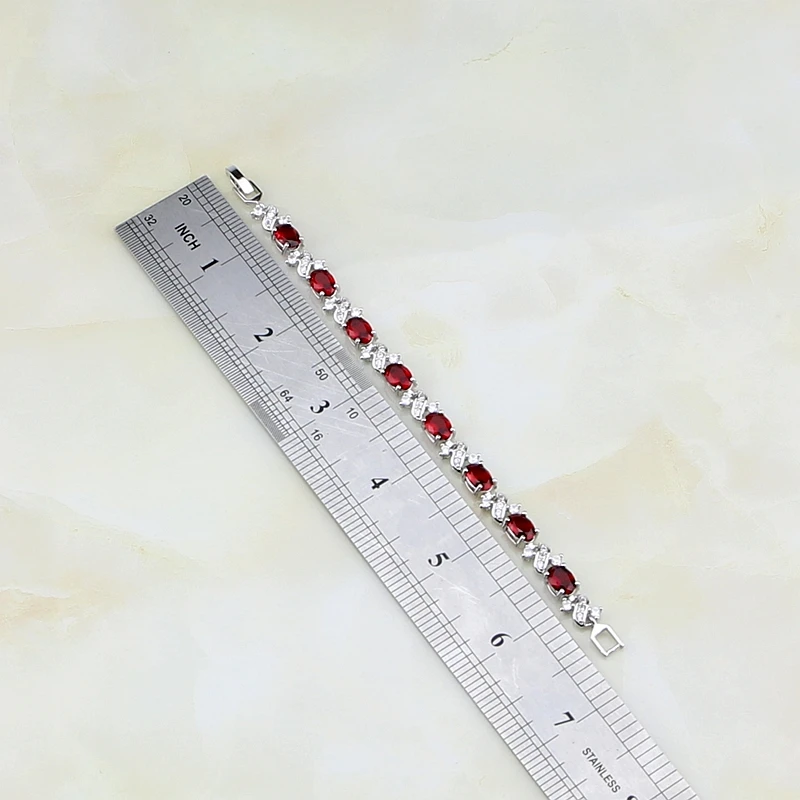 Великолепный овальный красный гранат стразы белый CZ Стерлинговое Серебро 925