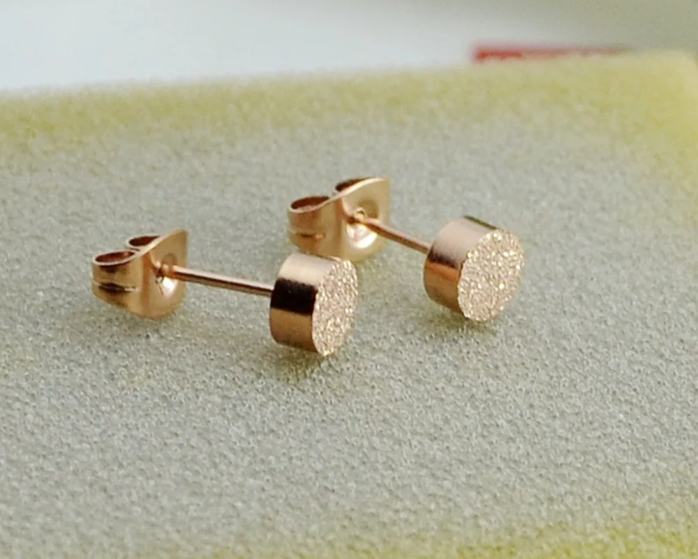 Серьги-гвоздики женские из титановой стали розового золота | Украшения и