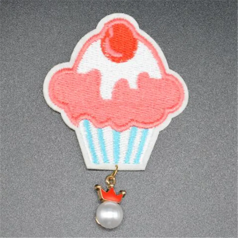 Embroidery patch cake deal with it Women Men Kids Clothes Diy pearl crown badge iron on patches for clothing Street Fashion | Дом и сад