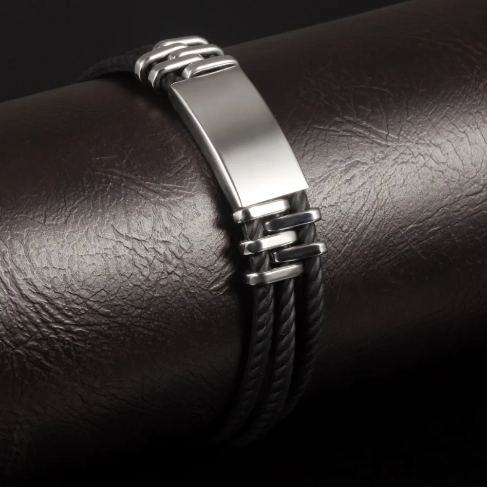 Браслет мужской трехслойный из нержавеющей стали и силикона PH1074|bracelet wholesale|bracelet