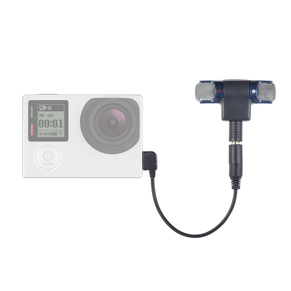 Внешний стерео микрофон с кабелем-адаптером 3 5 мм на Mini USB для GoPro Hero + 4 спортивной