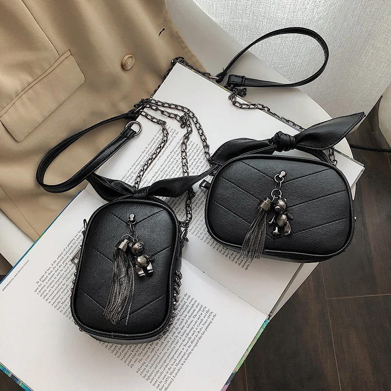 Новинка 2019 модная женская черная мини-сумка через плечо Высококачественная