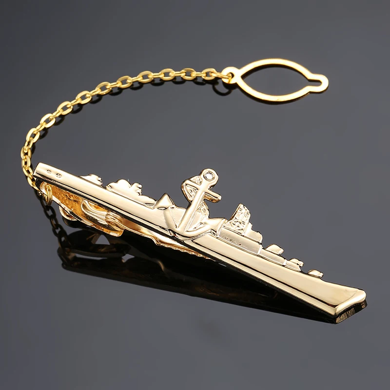 

Высококачественный брендовый зажим для галстука мужские аксессуары для галстука костюма рубашки Золотая модель боевого корабля зажим для галстука модный дизайн стиль