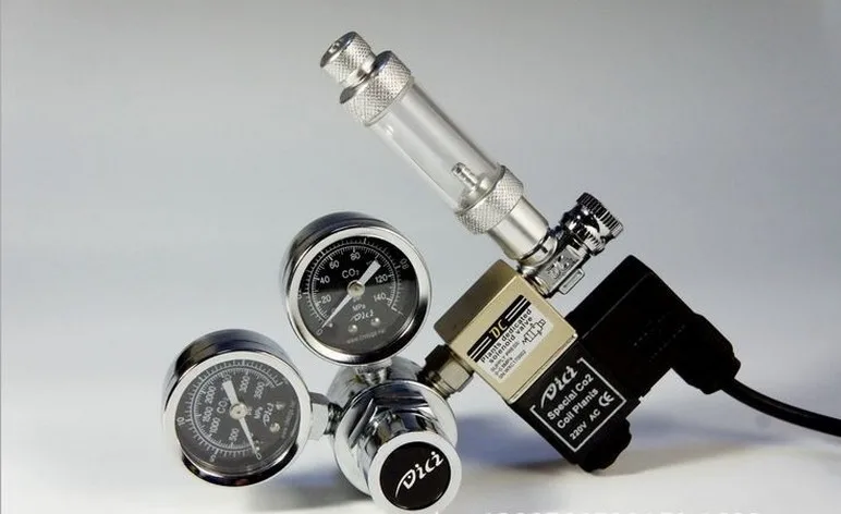 Aquarium DICI CO2 Regulator DC01-01 Dual Gauge Solenoid Check Valve Speed control bubble counters Cylinders Pressure | Дом и сад