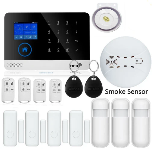 SmartYIBA Wifi APP Remote Alarm System for Home GSM 2G GPRS Signal Residential Smoke Sensor Hotel/Office | Безопасность и защита