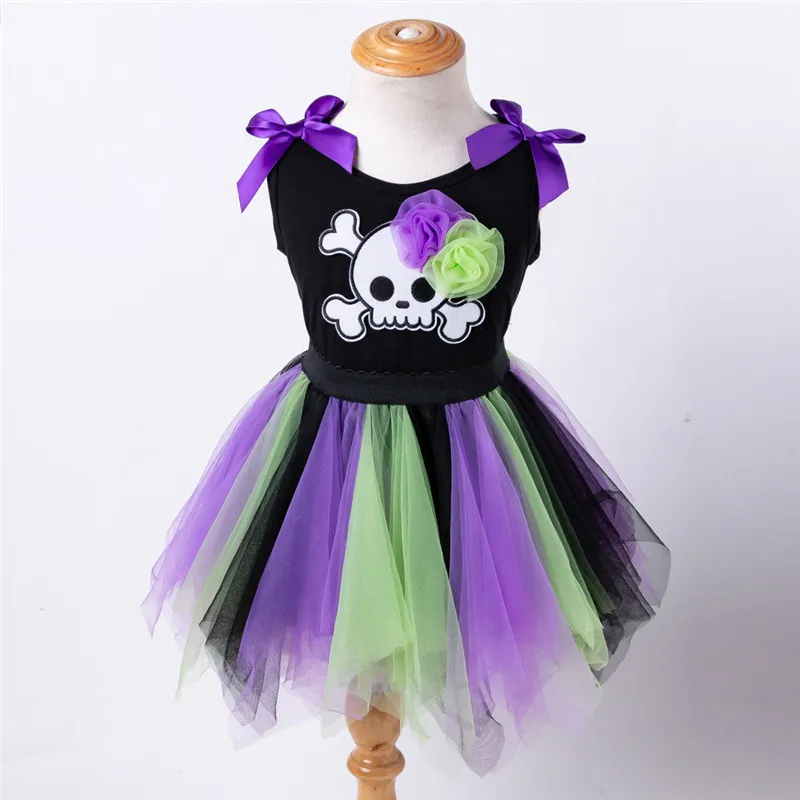 Короткая сетчатая юбка-пачка на Хэллоуин детские топы без рукавов с бантом