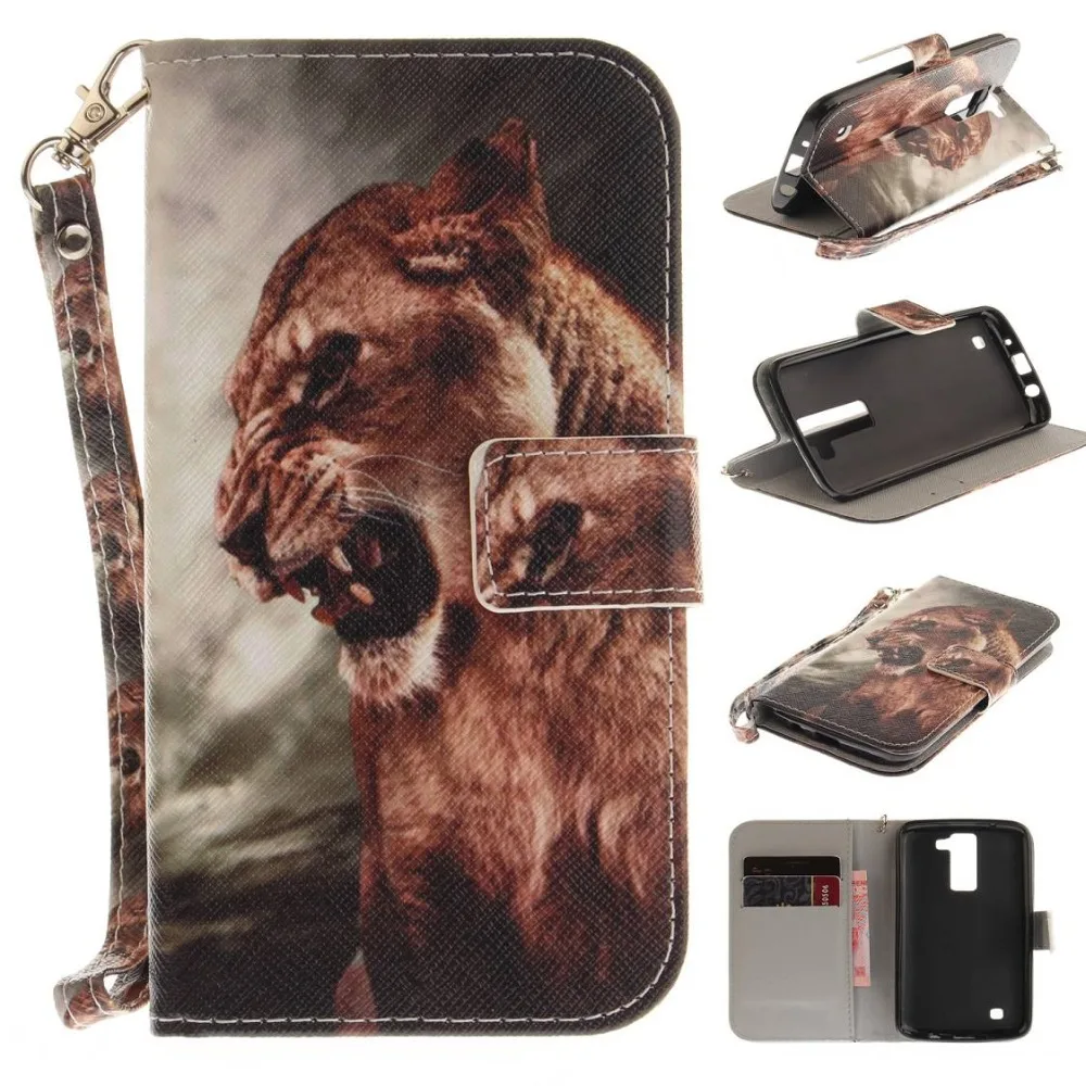 Волк с совой тигром и львом для собак принтом обезьяна чехол-книжка рисунком из