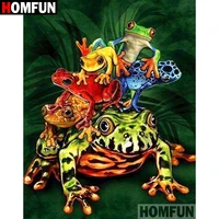 homfun full squareround drill 5d diy diamond painting colored frog embroidery cross stitch 5d home decor gift a08802