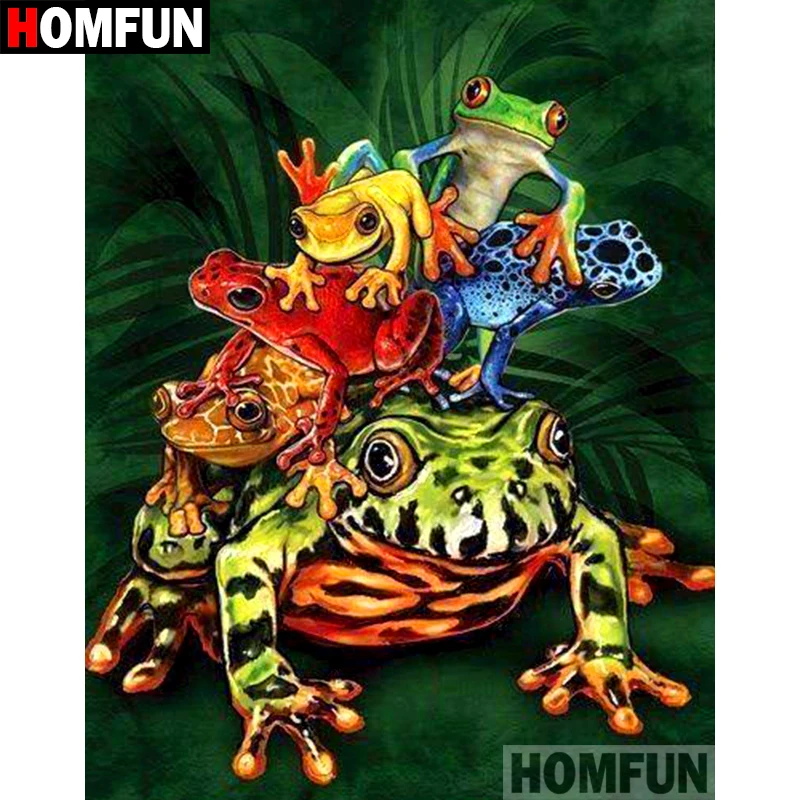 Алмазная живопись HOMFUN A08802 цветная лягушка картина с полными