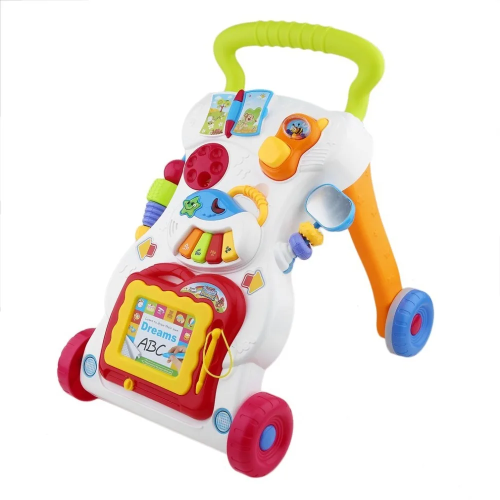 

Baby Walker Walking Assistant Multifunctional Toddler Trolley Sit-to-Stand Walker for Kid's Early Learning with Adjustable Screw