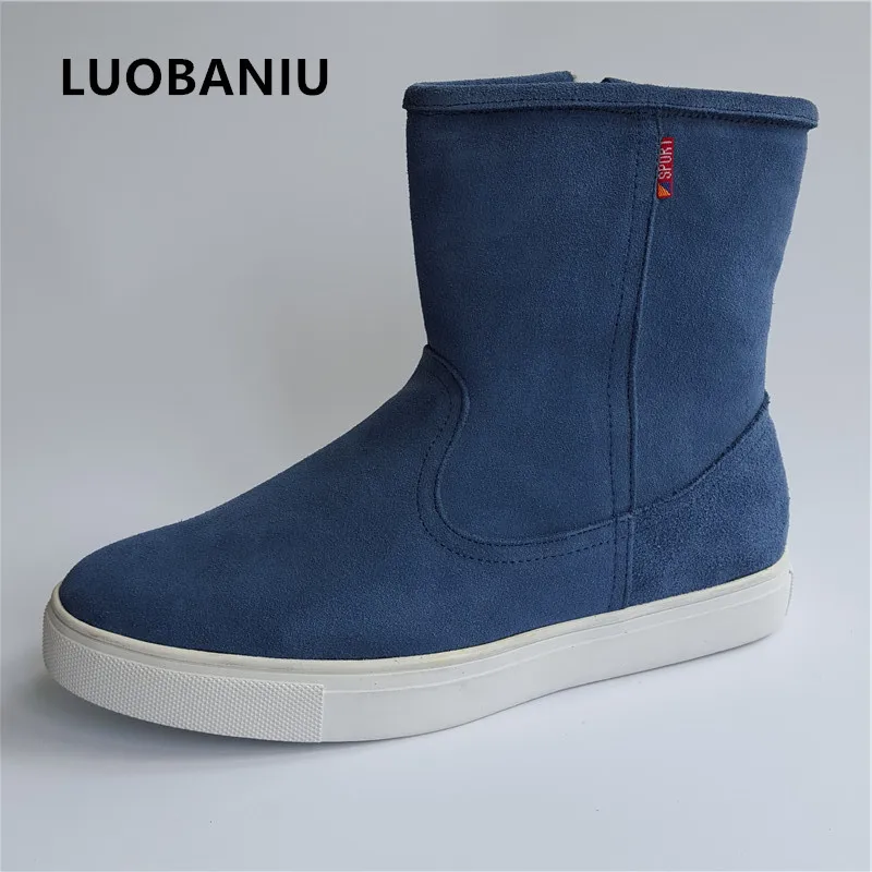 Мужские Водонепроницаемые ботинки из натуральной кожи с мехом | Обувь