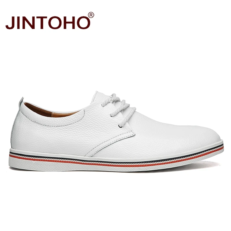 JINTOHO/Мужская обувь из натуральной кожи; модная повседневная мужская обувь; мужские туфли из натуральной кожи на плоской подошве; недорогие кожаные мужские лоферы; большие размеры