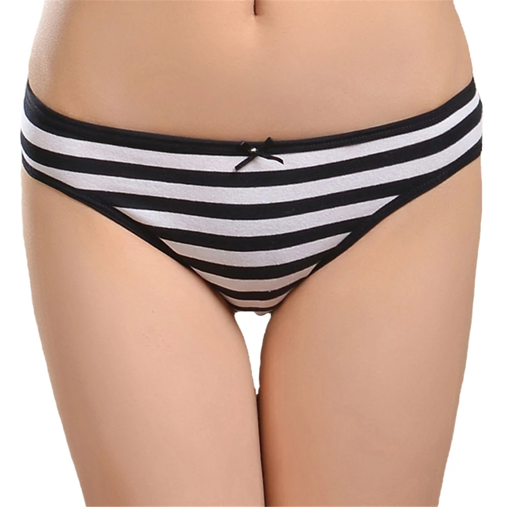 Нижнее белье женщина Для женщин из хлопка и спандекса трусы в полоску