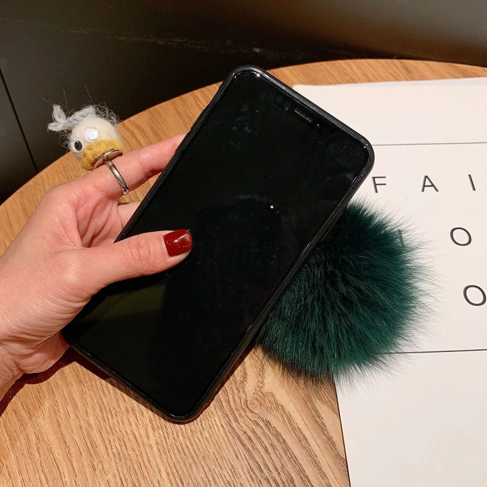 Чехлы для телефонов iPhone 12 Mini 11 Pro Max XR XS X 8 7 6 6S Plus SE 2020 чехол с блестящим лисьим мехом