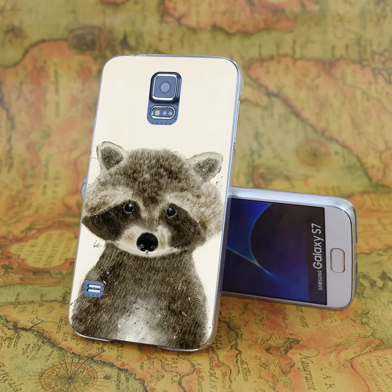 E0183 Little Raccoon Transparent Hard PC Case Cover For Samsung Galaxy Note S 3 4 5 6 7 8 9 Mini Edge Plus |