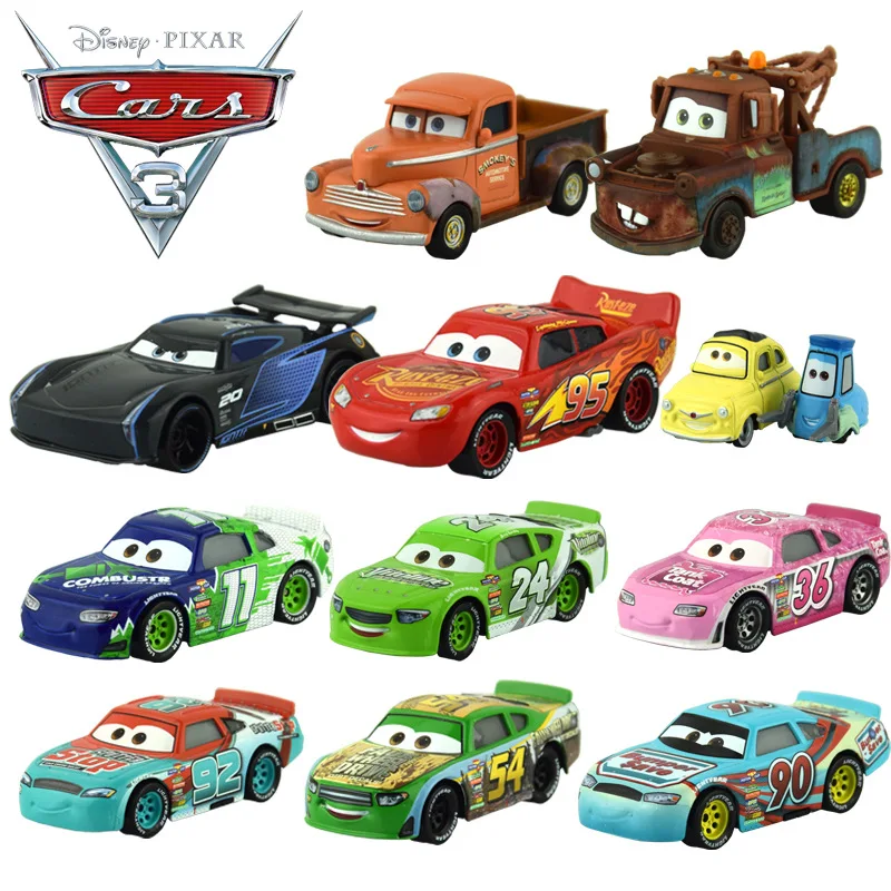 Disney Pixar Cars3 24 шт. сплав модель автомобиля скорость вызов черный шторм Джексон Маккуин Автомобили 3 DXV29 детская игрушка подарок на день рождения