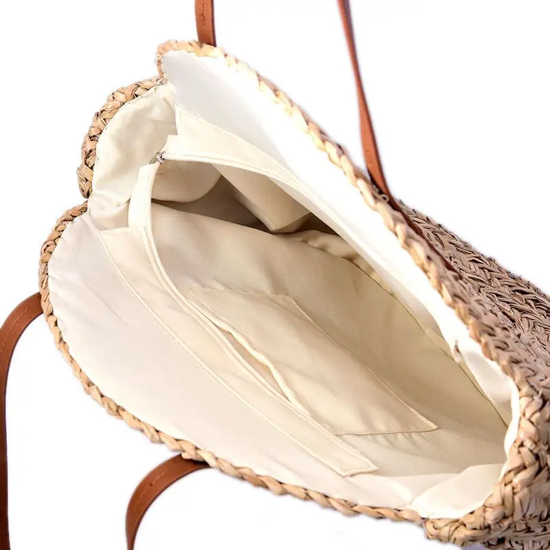 Круглая плетеная сумочка ручной работы из ротанга модная соломенная сумка на