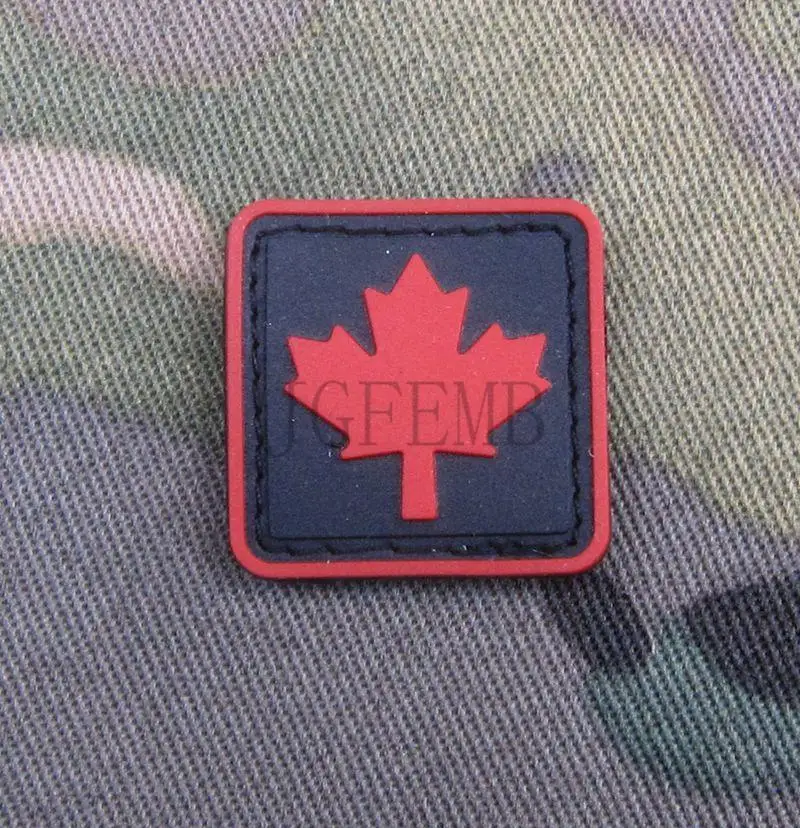 Красная рамка канадский красный кленовый флаг 3D ПВХ патч мягкий корпус маленький