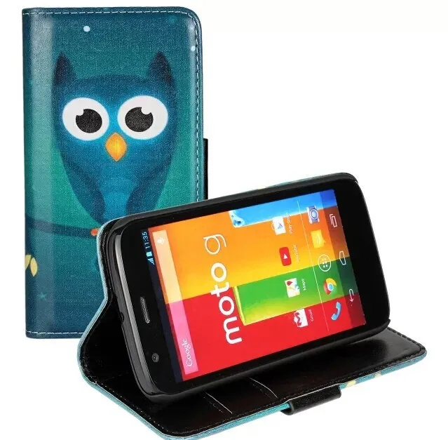 Бумажник симпатичные совы и жираф мультфильм новый бренд мода кожа флип стенд