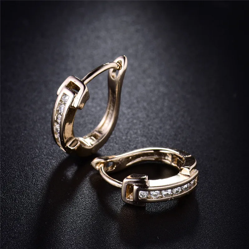 BUDONG Fashion Hoop Earrings for Women Infinity Silver/Gold Color Pave CZ Zirconia Casual Wedding Jewelry XUE141 | Украшения и