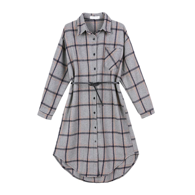 

Jvzkass 2018 new women's spring Korean version of the long section of the first love retro lattice care machine dress tide Z156