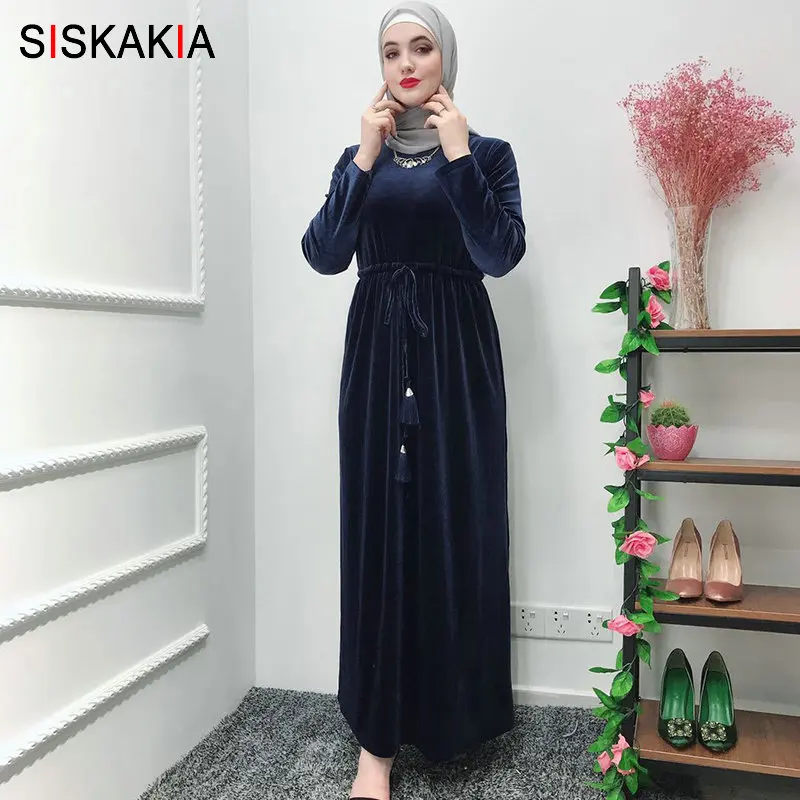 Длинное платье Siskakia Ramadan короткое Однотонное Платье макси с кисточками и поясом