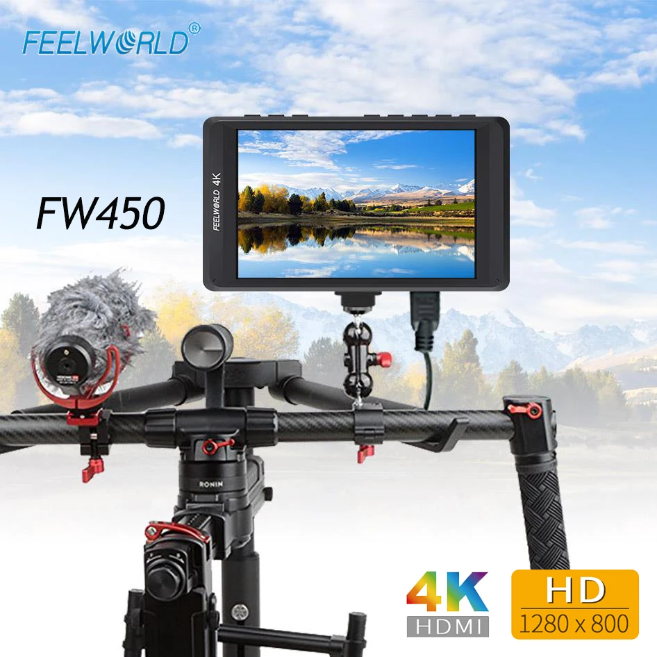 Feelworld FW450 4 5 &quotмонитор на камере 4K HDMI вход/выход дюймов IPS Full HD 1280x800 ЖК экран для DSLR