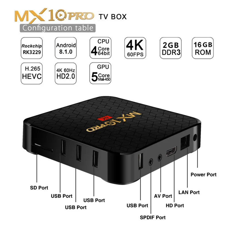 XGODY MX10PRO Android 8 1 Oreo Smart tv BOX 2 + 16G четырехъядерный 4K фильмы медиаплеер H.265 4G wifi