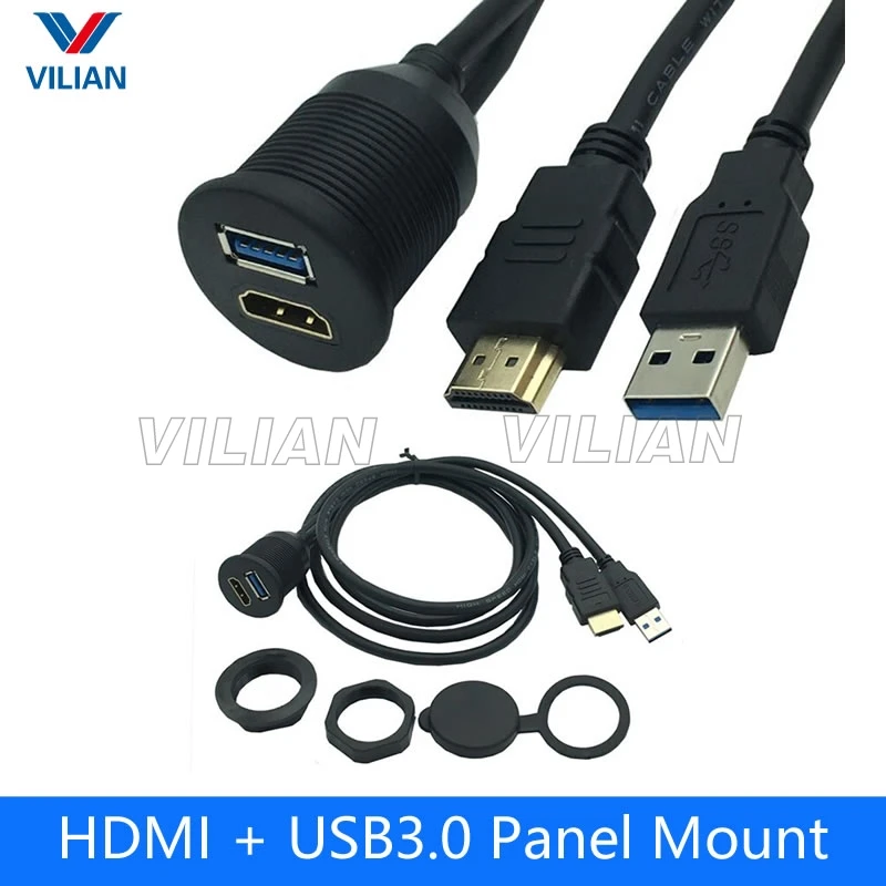 HDMI USB3.0 водонепроницаемый панельный удлинитель для мужчин и женщин 1 м грузовика