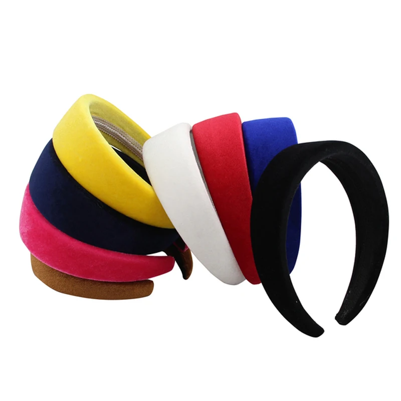 

Velvet Hair Accessories Headband For Women 4CM Plastic Padded Hairbands Fashion Headwear Head Band Drop Shipping