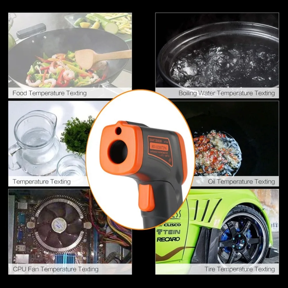 SMART SENSOR LCD AT380 Infrared Thermometer Non Contact Temperature Pyrometer IR Laser Point Gun | Инструменты