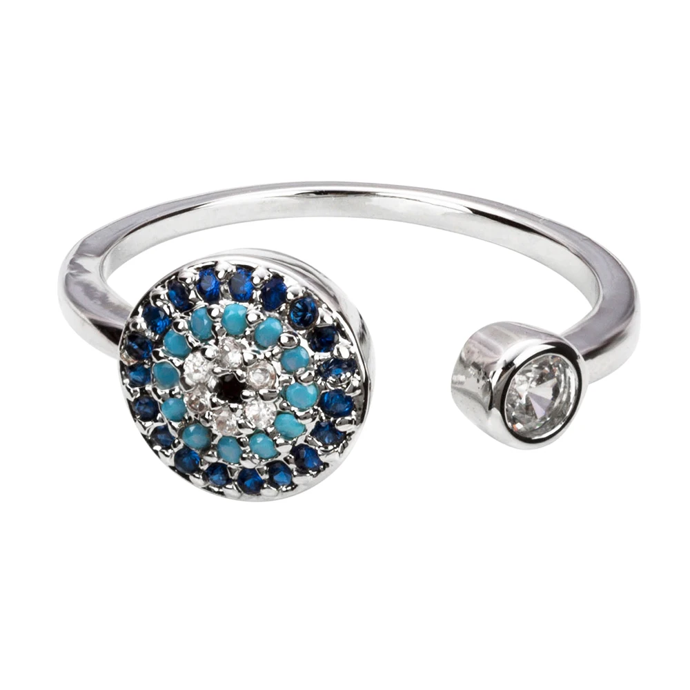 Медные открытые Регулируемые кольца от сглаза кольцо с кубическим цирконием