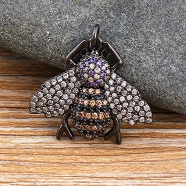 Pendant-Black Шарм Золотая Пчела цепочки и ожерелья Медь CZ животных кулон чокер, колье с цепи Femme для женщин Девушка ювелирные изделия женск - Окраска металла: Pendant-Black