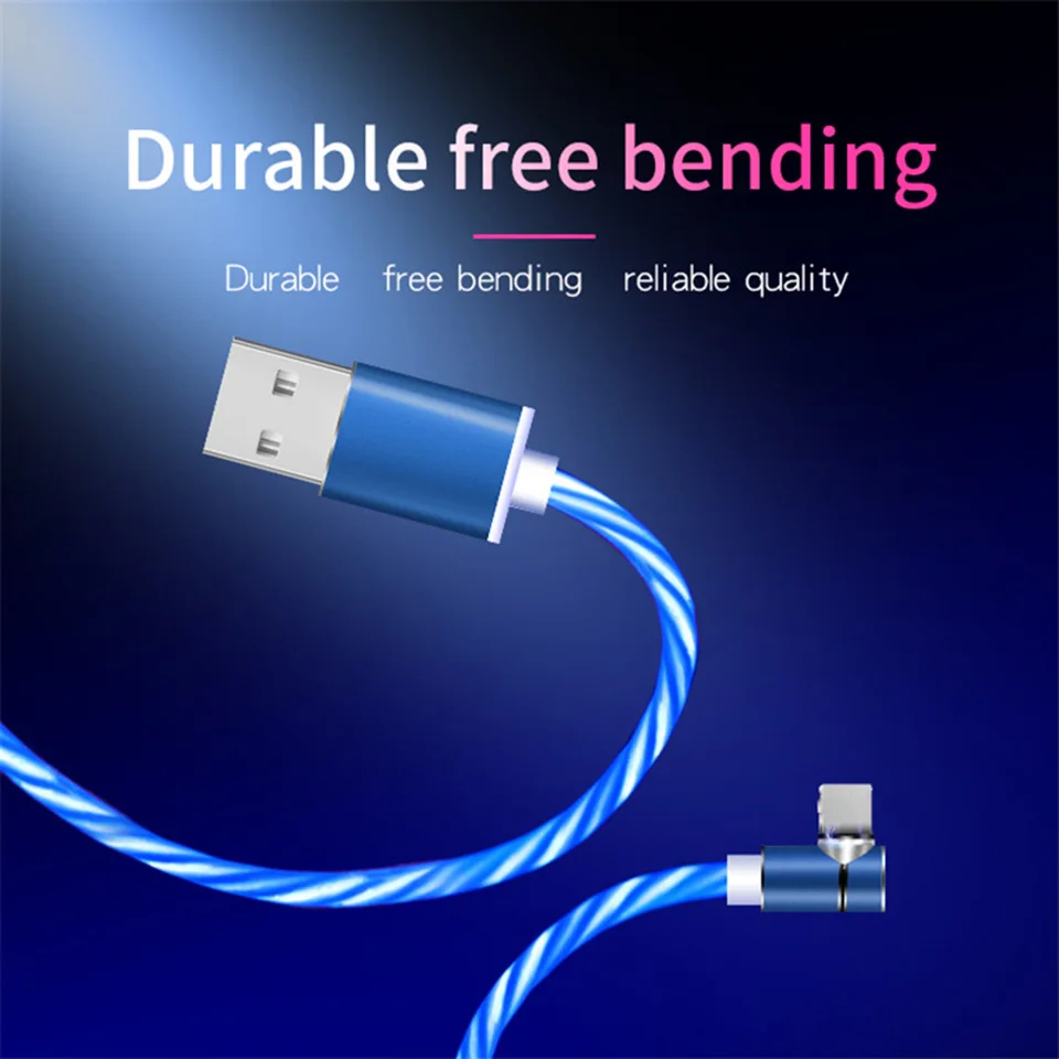 Прямоугольный Micro Usb type C зарядный кабель Usb кабель для Android Led светящийся зарядный провод для samsung Galaxy Note 8 S8 Oppo Reno