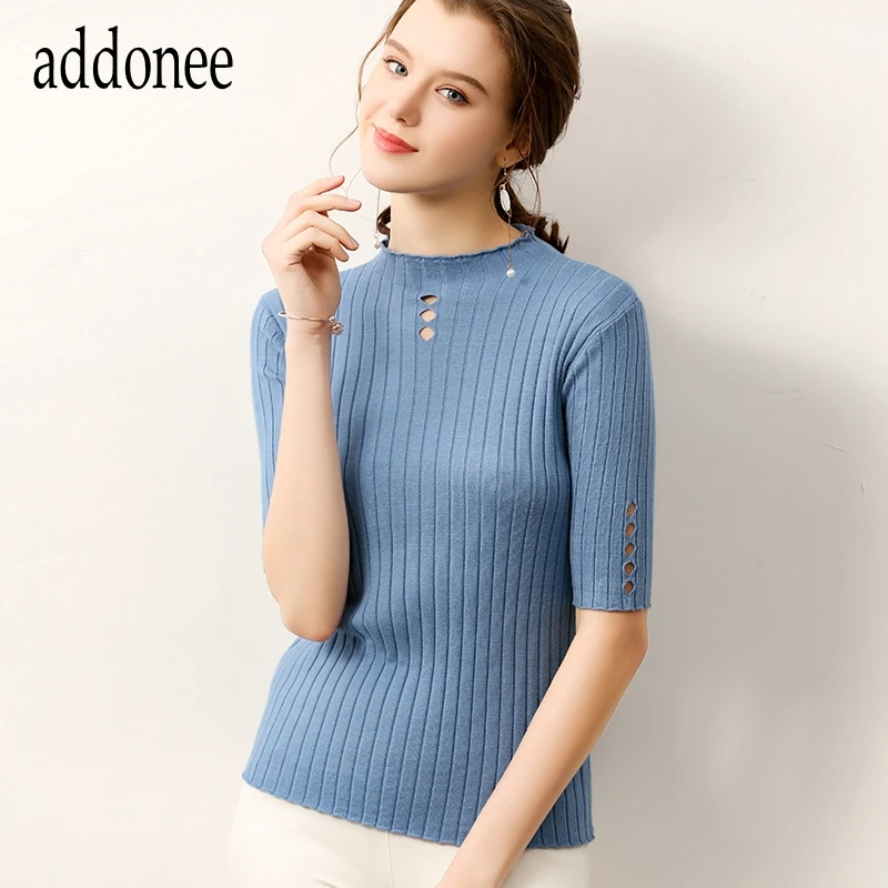 Spring Summer Autumn New Style Cashmere Fiber Women Lady Short Sweater Wild Solid Fashion Sexy Flexible Big Size O-Neck Cotton | Женская