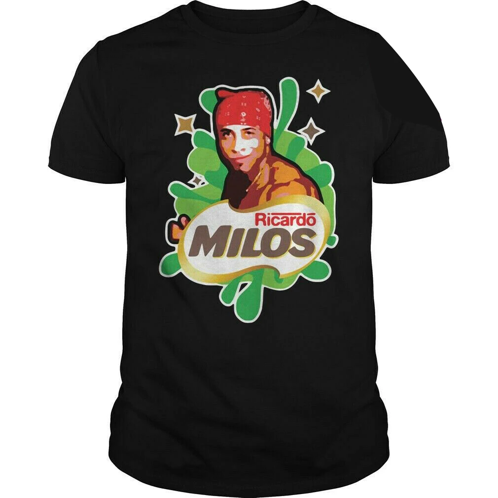 Футболка с принтом Рикардо Милос черная хлопковая футболка надписью Parody Posting Milo