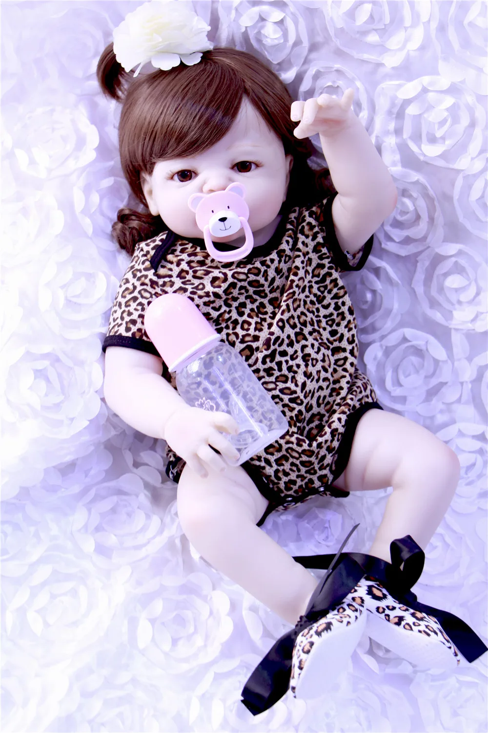 

55 см полностью силиконовая кукла для новорожденных, Реалистичная кукла для новорожденных, кудрявая кукла принцессы для девочек