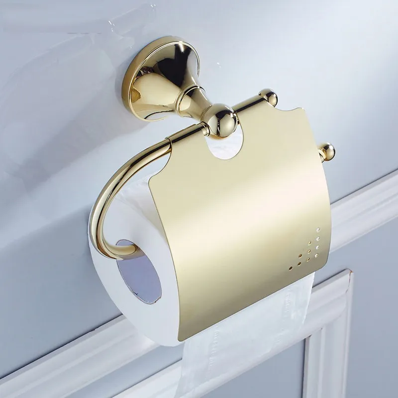 Golden Wall Mounted Toilet Paper Holder Tissue Roll Bathroom Hardware Bath Accessory KD871 | Обустройство дома