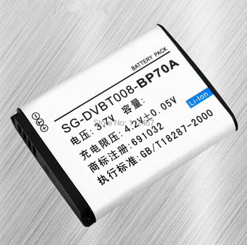 Запасная аккумуляторная батарея для камеры Φ BP70A для SAMSUNG PL80 ES70 PL90 PL100 PL101 PL120 PL170 PL200 PL201 SL50 SL600 SL605 SL630