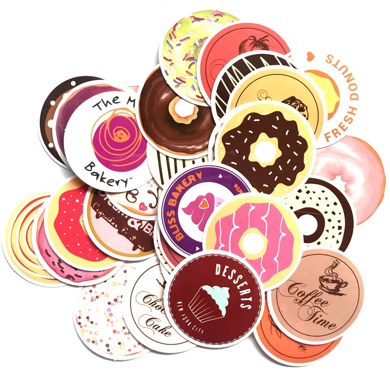 35 шт. Симпатичные наклейки для выпечки пончик каракули красочный торт пекарня