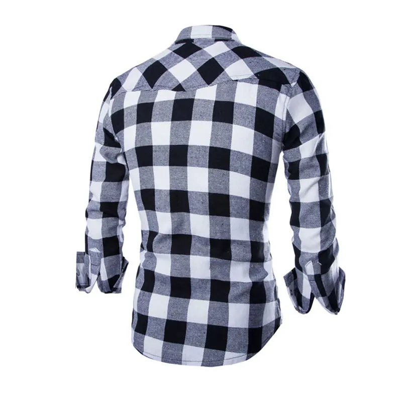New Plaid Blouse Shirts Men Casual Long Sleeve Blusas Slim Fit Asia Size Black Red Nice Fashion Top Tide Camisas | Мужская одежда