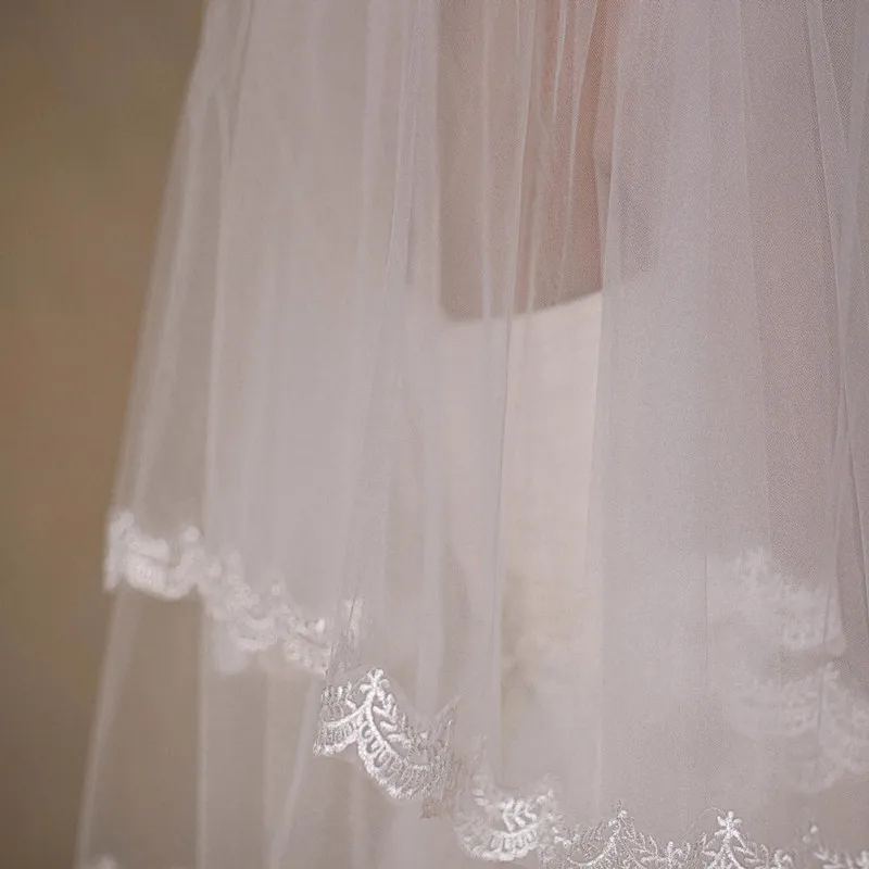 Вуаль Mariage 1 5 м белый цвет слоновой кости тюль короткая свадебная фата с кружевным