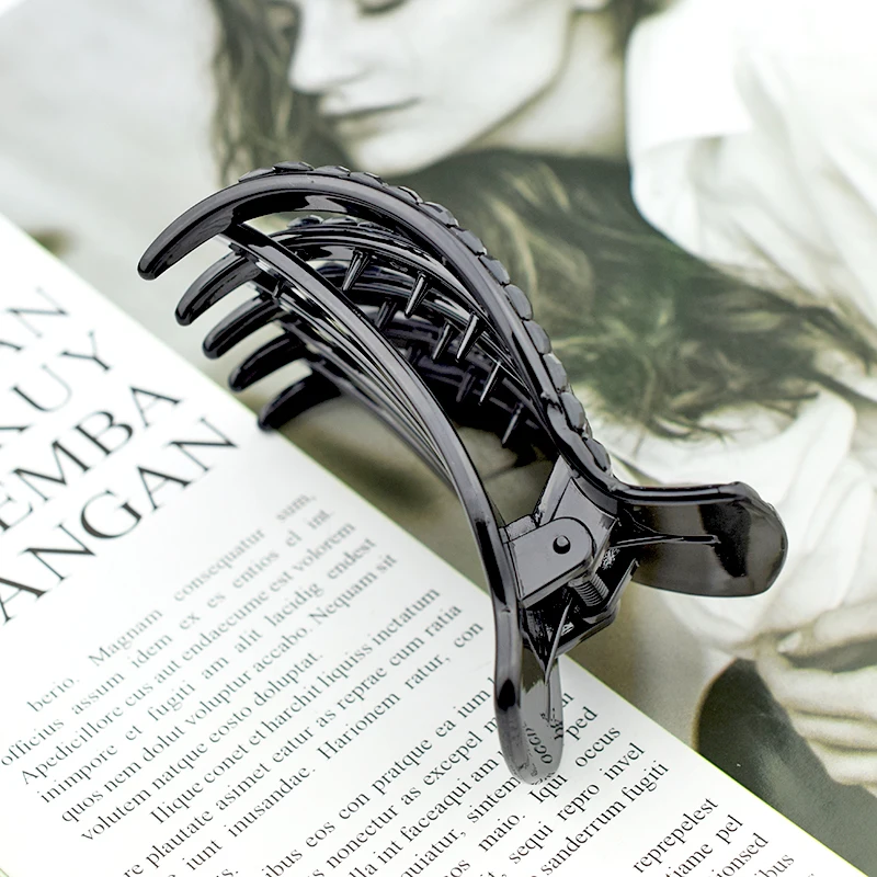 Черная заколка для волос для женщин, украшенная стразами, модная застежка для волос в виде краба, головной убор, ювелирные украшения, подарки.