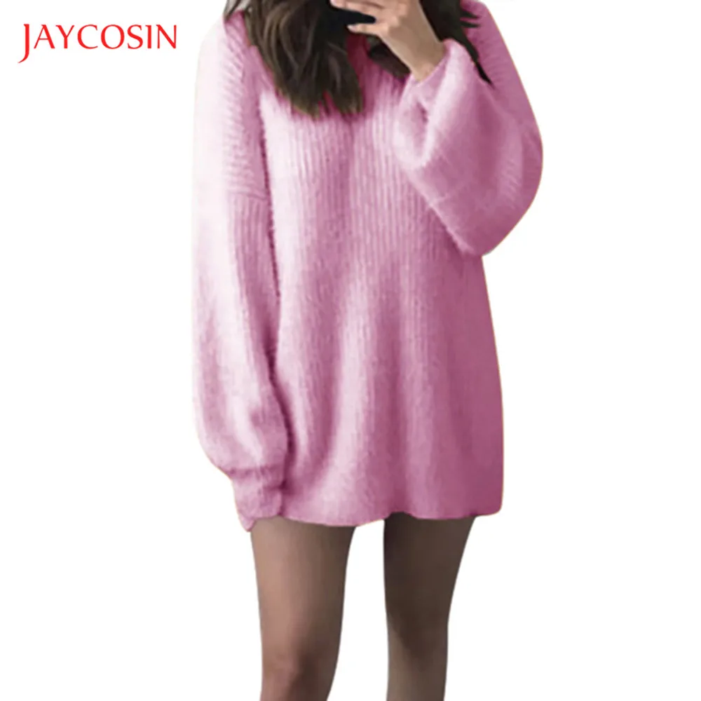 Jaycosin Одежда Женская осенне-зимний свитер с круглым вырезом женская фиолетовая