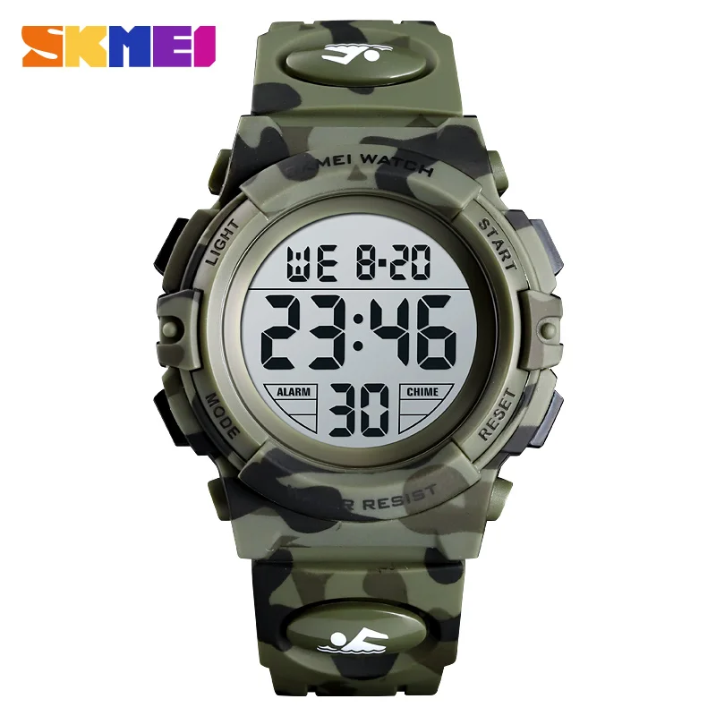 Armygreen camouflage SKMEI модная детская одежда часы детские спортивные часы 5bar Водонепроницаемый разноцветными огоньками 12/24 часа в сутки камуфляжной расцветки детские часы Relogio Infantil 1548 для маленьких мальчиков - Цвет: Armygreen camouflage
