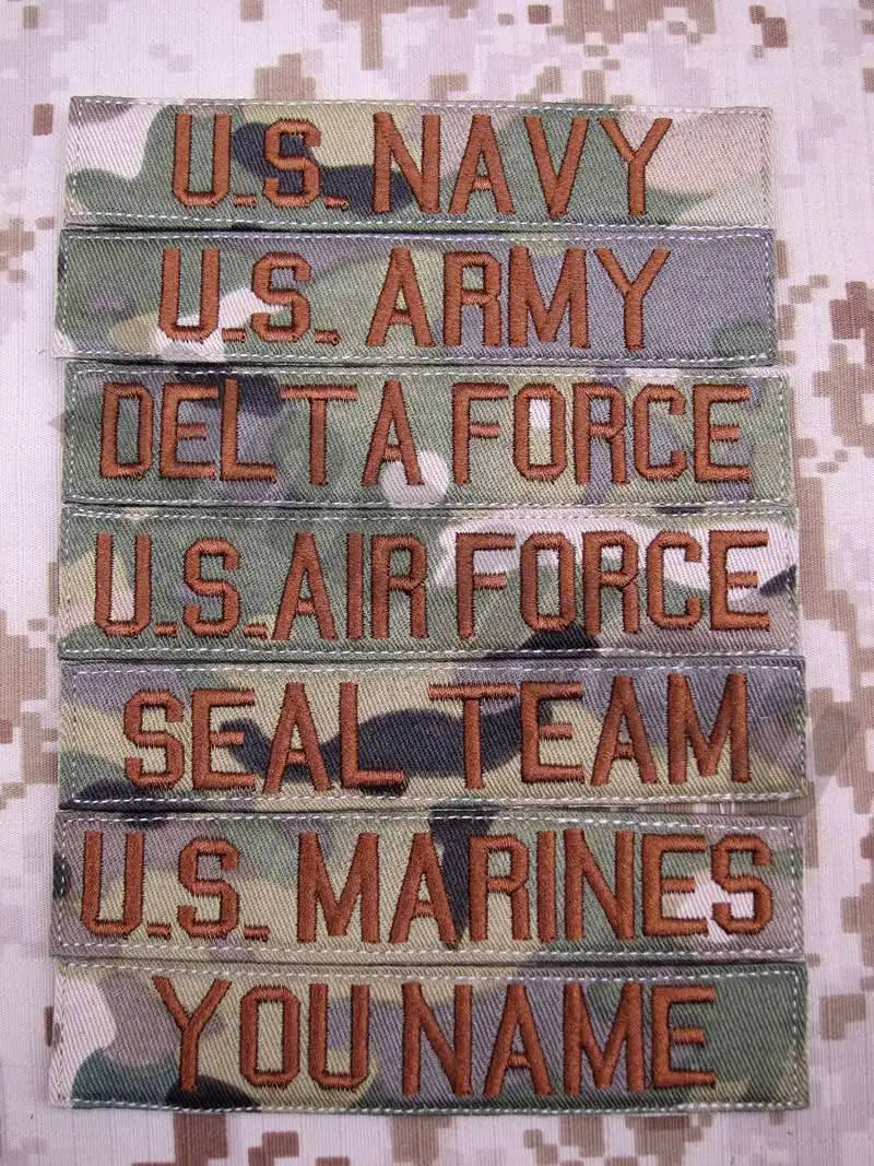 

Custom Name Tape Multicam CP Background Tan Letters Embroidery Patch